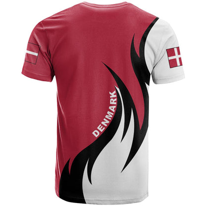 Denmark Coat Of Arms T-Shirt Fire Style Graphic Tee