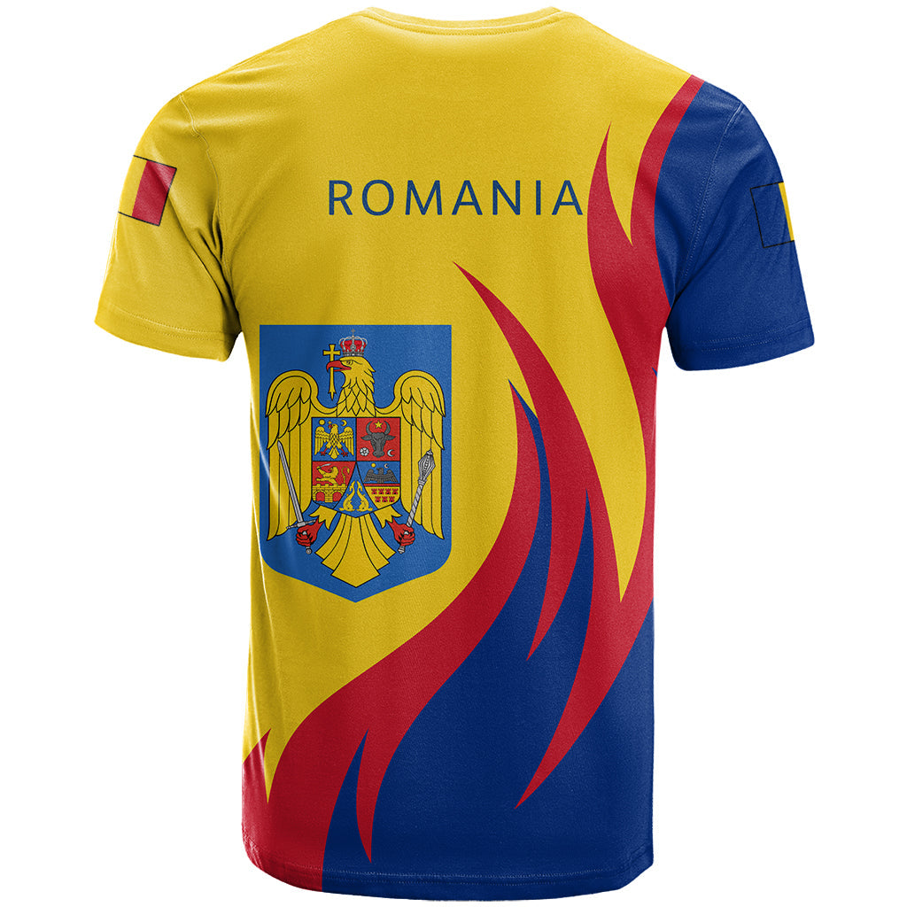 Romania Coat Of Arms T-Shirt Fire Style Graphic Tee