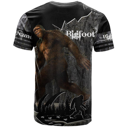 Bigfoot Sasquatch Forest Background Camping Shirt Personalized Sasquatch Shirts Bigfoot Lover Gifts Graphic Tee