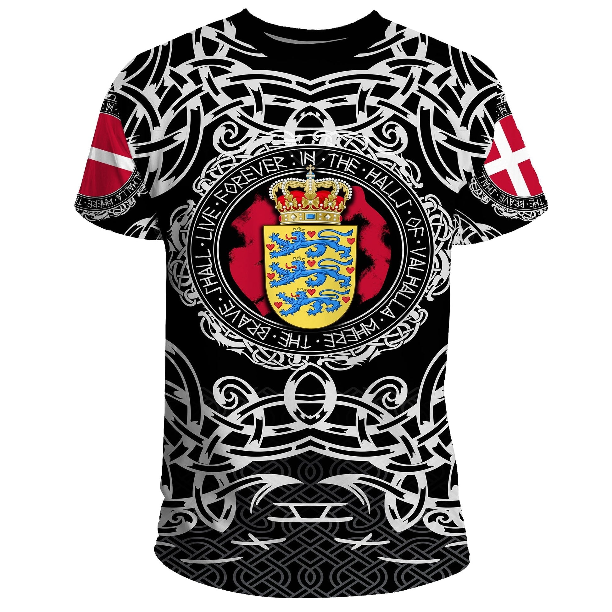 Viking T-Shirt Denmark Viking Pattern Graphic Tee