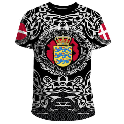 Viking T-Shirt Denmark Viking Pattern Graphic Tee