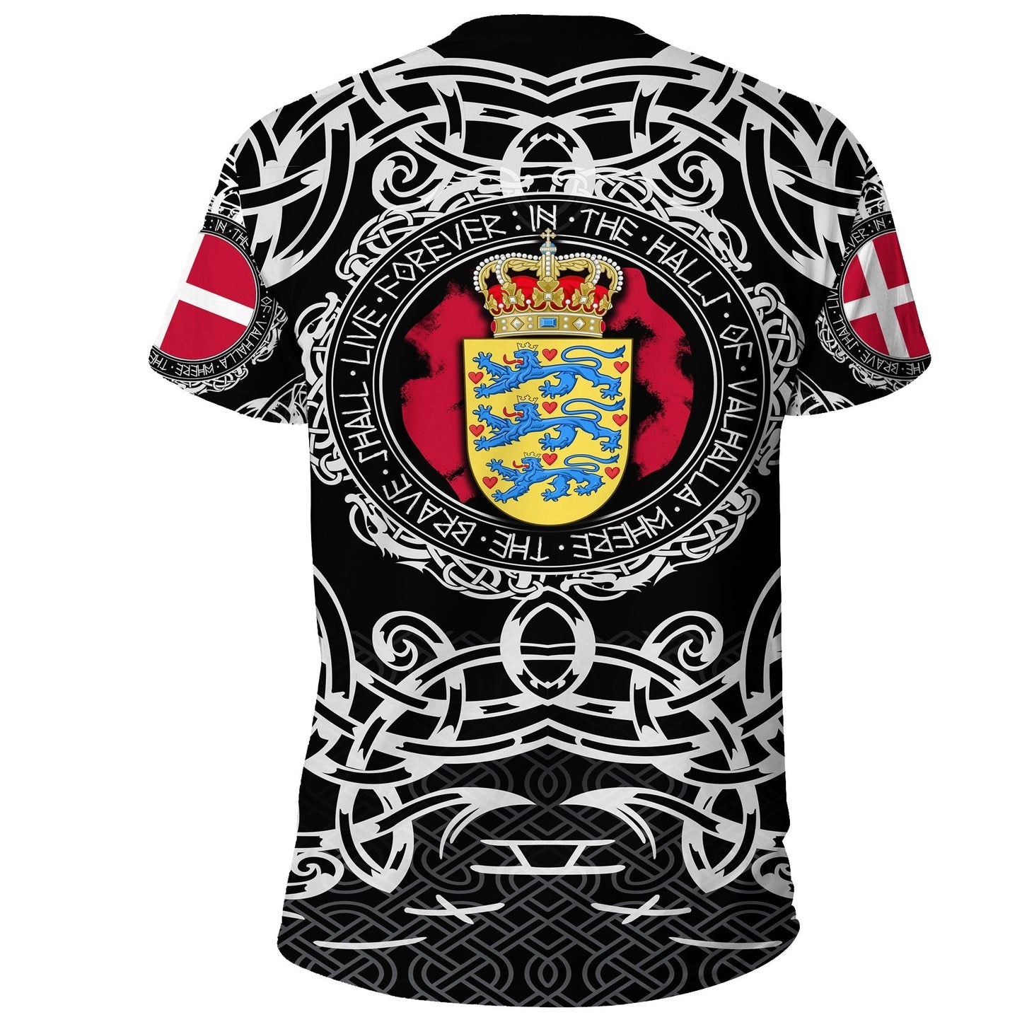 Viking T-Shirt Denmark Viking Pattern Graphic Tee