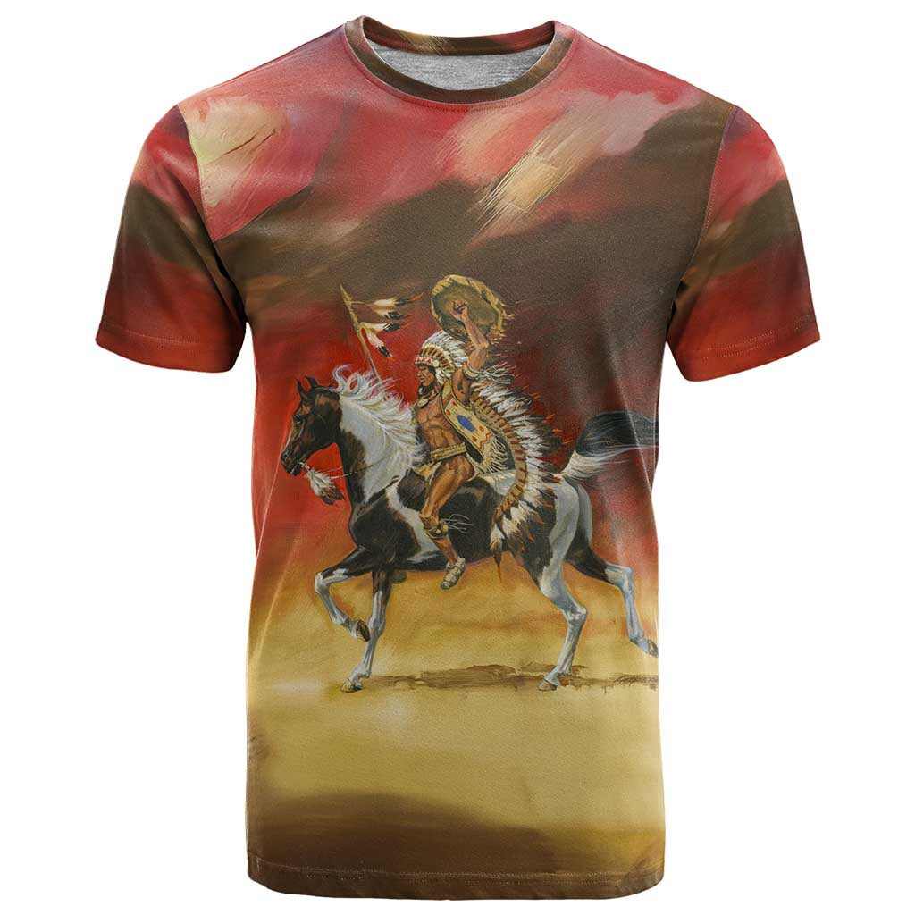 Native American Warrior Riding Horse All over T-Shirt LT10 Graphic Tee