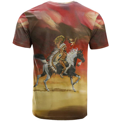 Native American Warrior Riding Horse All over T-Shirt LT10 Graphic Tee