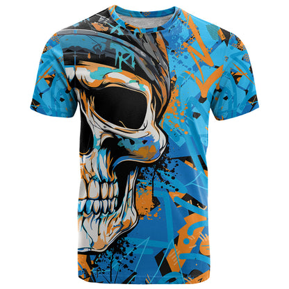 Grafity Skull T-Shirt Street Style Skull Colorful Abstract Art Graphic Tee