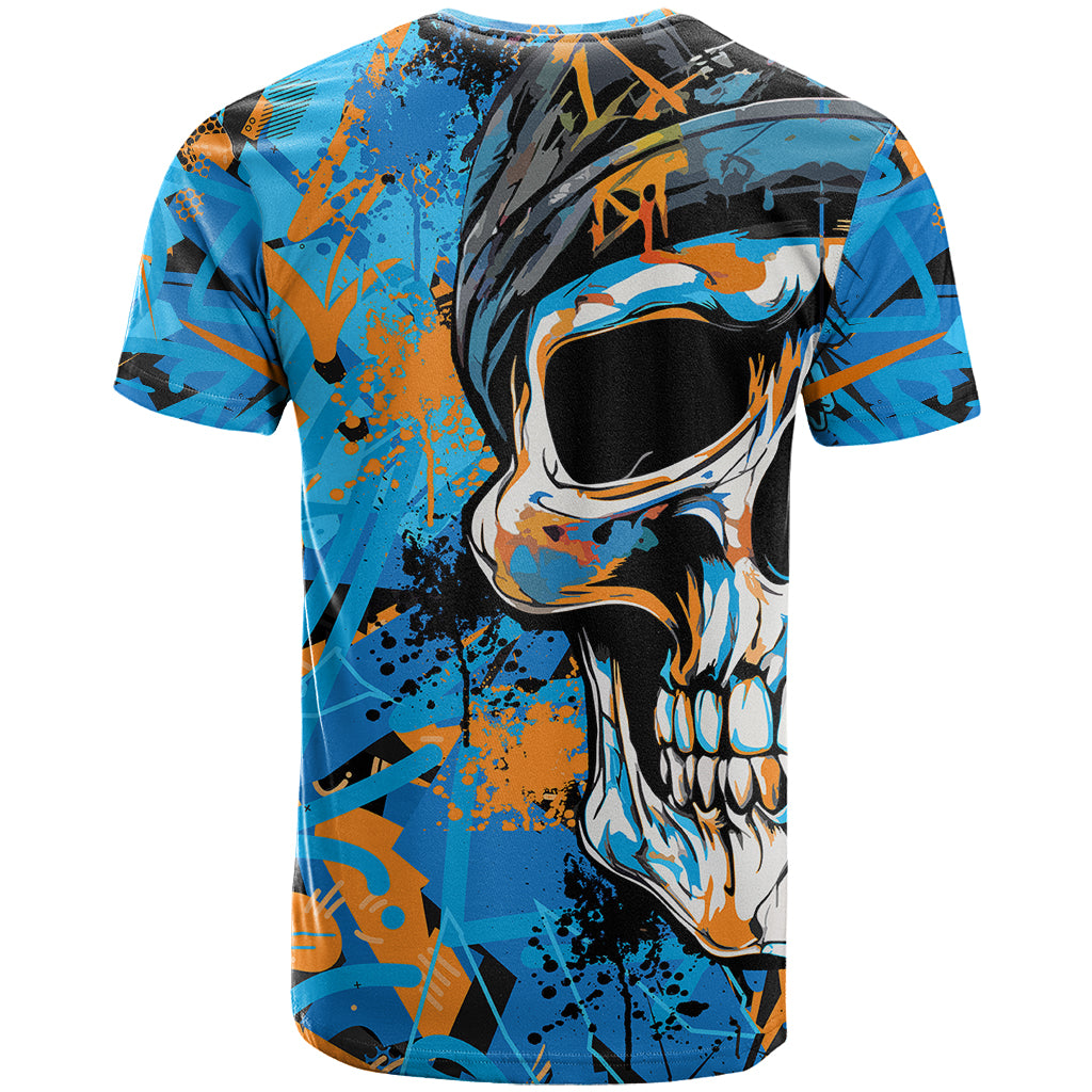 Grafity Skull T-Shirt Street Style Skull Colorful Abstract Art Graphic Tee