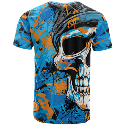 Grafity Skull T-Shirt Street Style Skull Colorful Abstract Art Graphic Tee