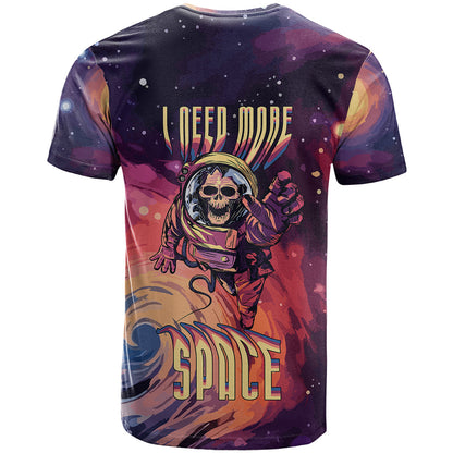 Skull T-Shirt I Need More Space Cosmic Style Graphic Tee