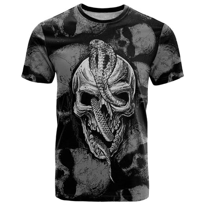 Skull Pattern T-Shirt I'm Never Alone - My Demon Are With Me 24/7 Graphic Tee