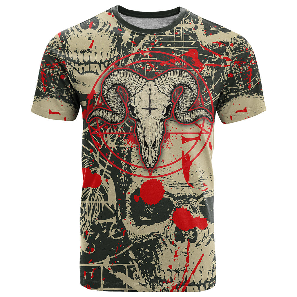 Skull Pattern T-Shirt Demon Art - Come With Me Graphic Tee