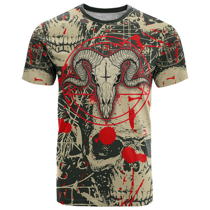 Skull Pattern T-Shirt Demon Art - Come With Me Graphic Tee