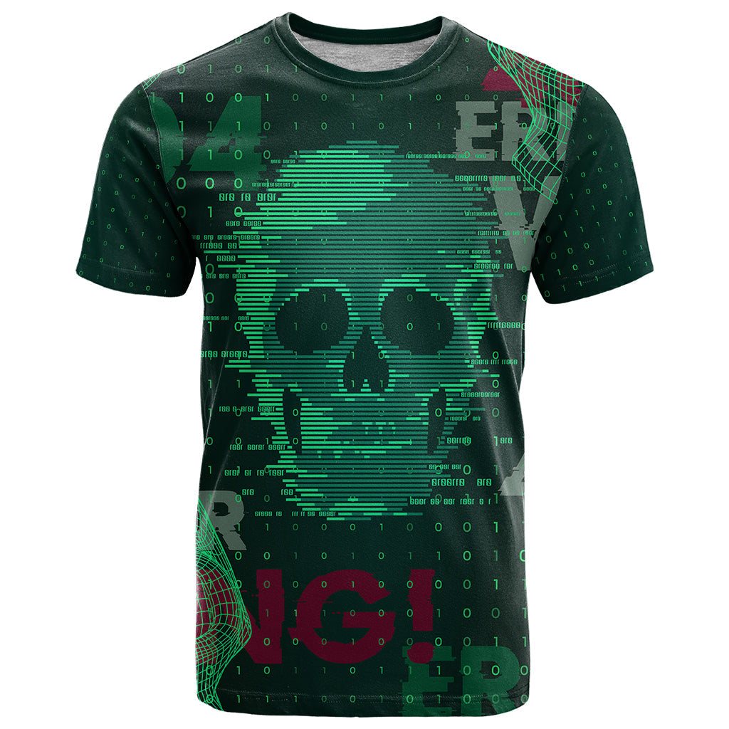 Technology Skull T-Shirt Warning - Erro 404 Graphic Tee