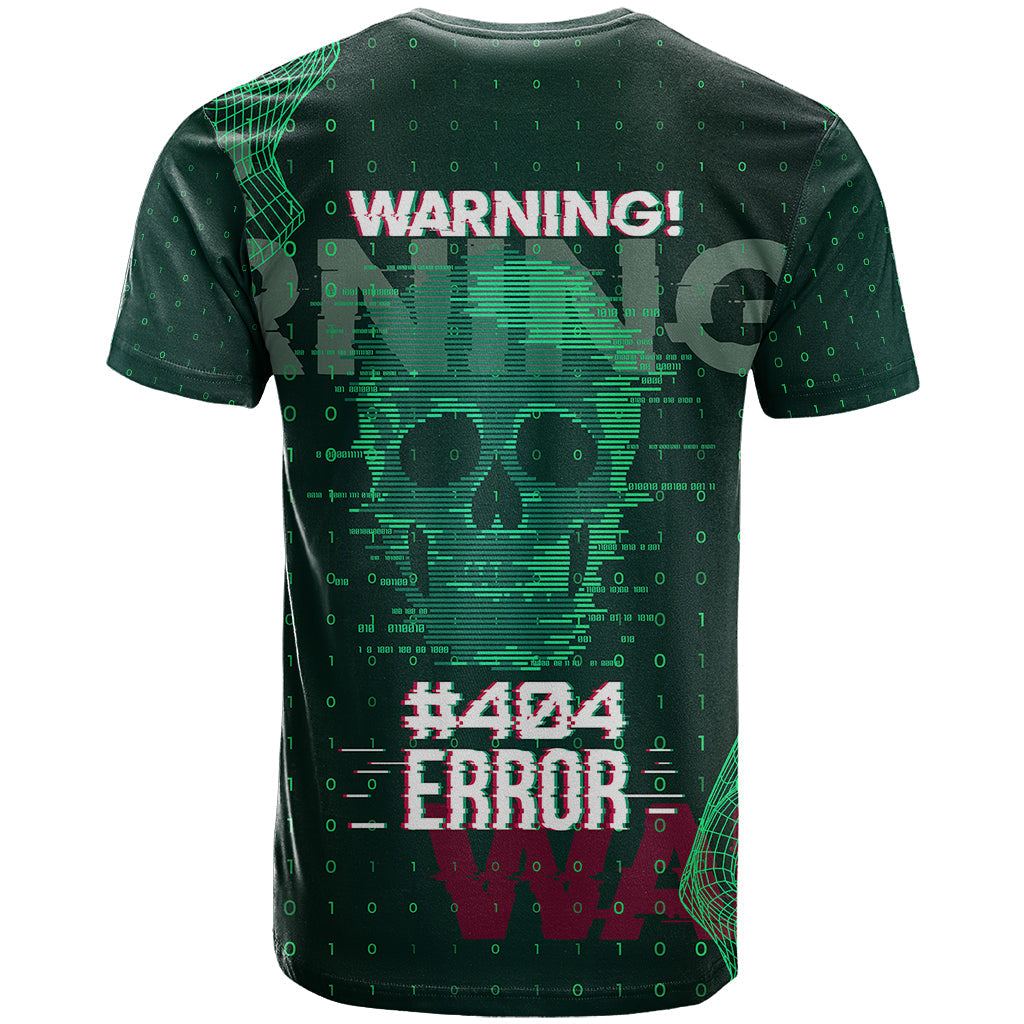 Technology Skull T-Shirt Warning - Erro 404 Graphic Tee