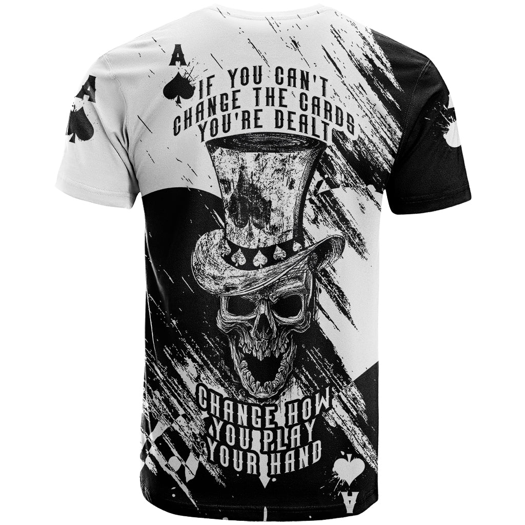 Black Joke Skull T-Shirt Spade Ace Grunge Art Graphic Tee