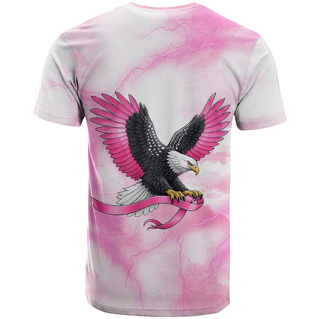 Pink Ribbon American Eagle T-Shirt Breast Cancer Awareness - Be Stronger Than The Storm Graphic Tee