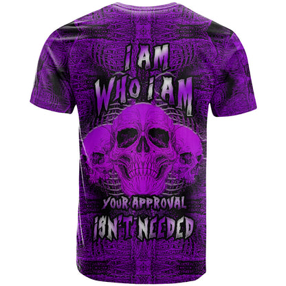 Skull Pattern T-Shirt I Am Who I Am Your Approval Isn't Needed Graphic Tee
