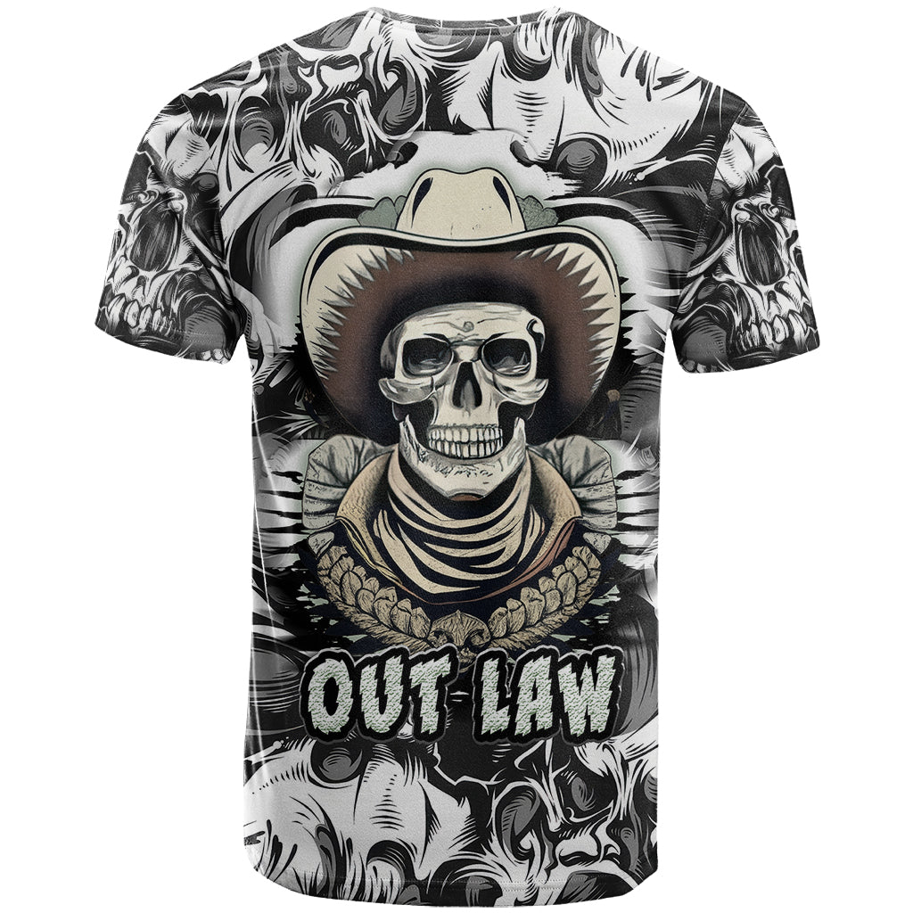 Skull Cowboy T-Shirt Out Law Graphic Tee