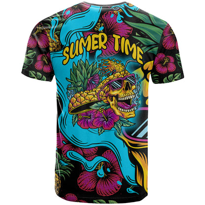 Pineapple Skull T-Shirt Sumer Time Graphic Tee