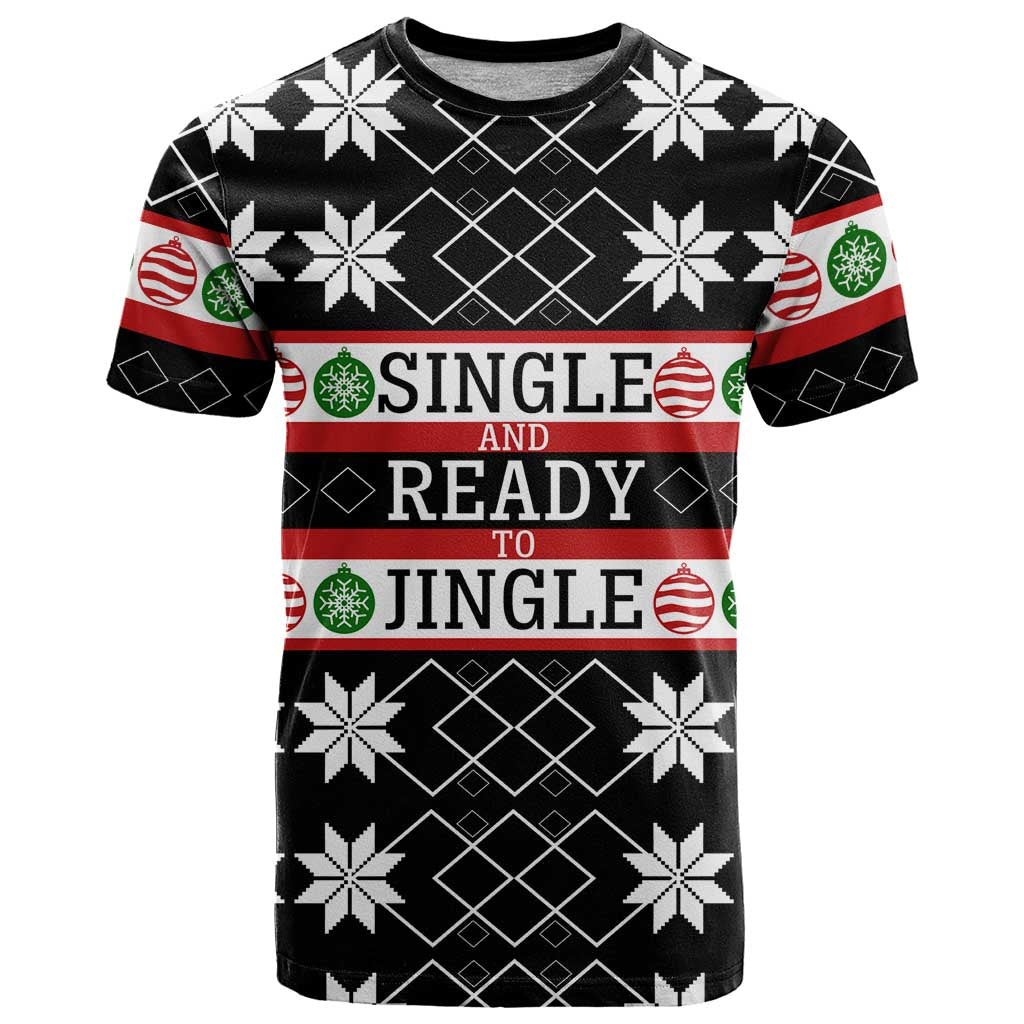 Single Ready To Jingle Christmas T-Shirt Xmas Holiday Patterns Graphic Tee