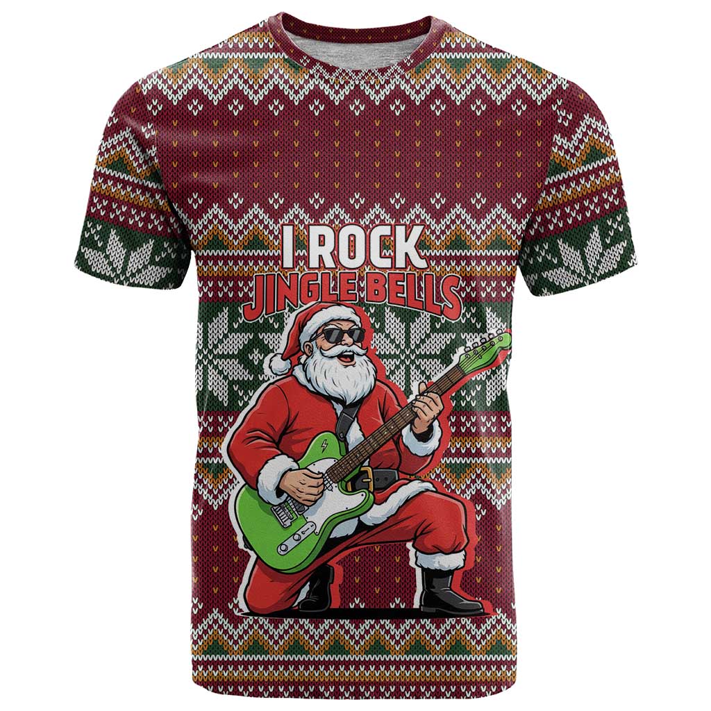 I Rock Jingle Bells Christmas Design T-Shirt Funny Xmas Holiday Patterns Graphic Tee