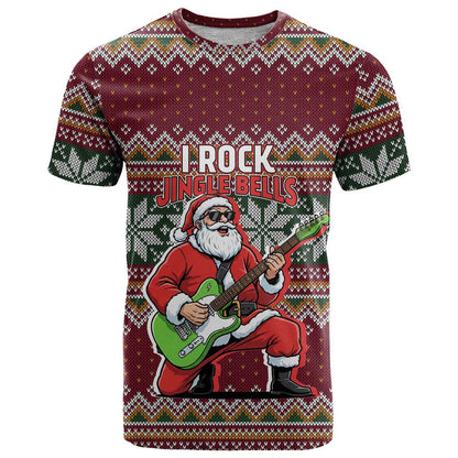 I Rock Jingle Bells Christmas Design T-Shirt Funny Xmas Holiday Patterns Graphic Tee
