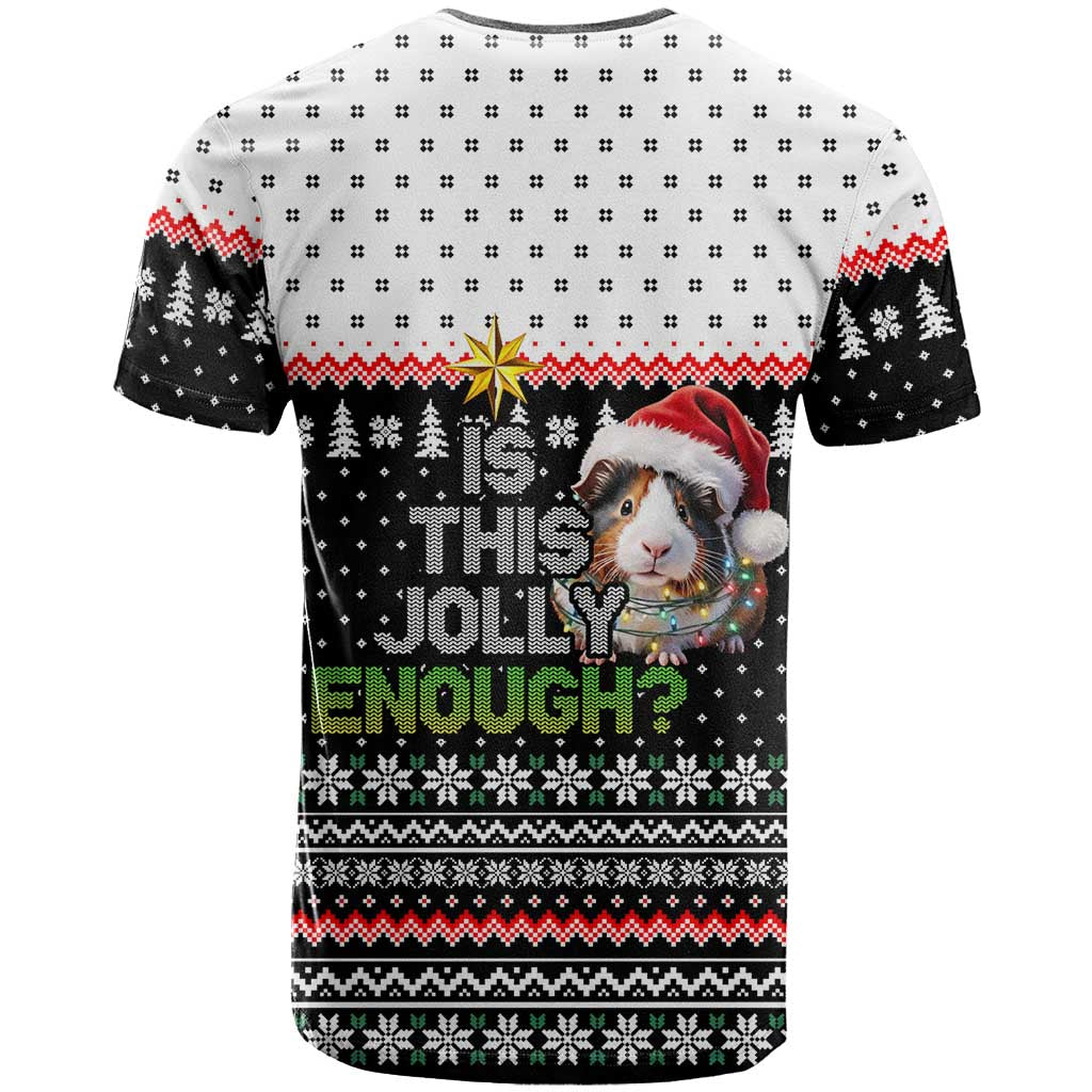 Christmas Is It Jolly Enough Guinea Pig T-Shirt Xmas Holiday Patterns Graphic Tee