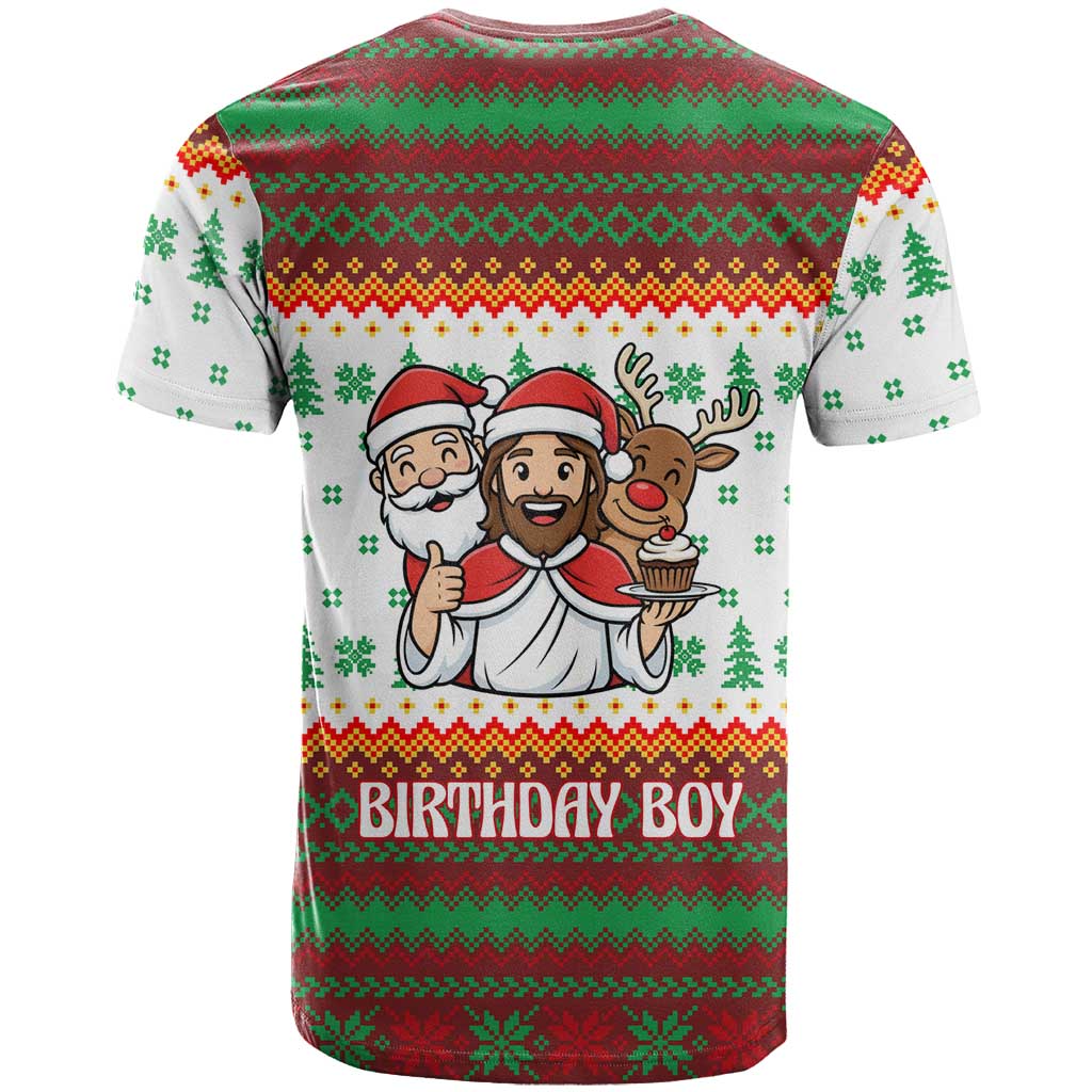 Christmas Jesus Birthday Boy T-Shirt Xmas Holiday Patterns Graphic Tee