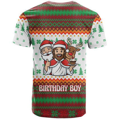 Christmas Jesus Birthday Boy T-Shirt Xmas Holiday Patterns Graphic Tee