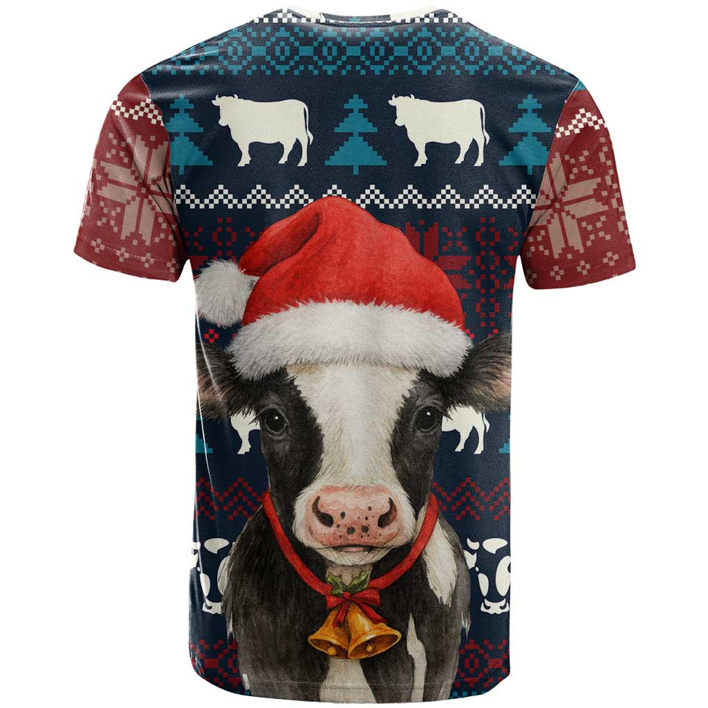 Lovely Cow Christmas T-Shirt Xmas Holiday Patterns Graphic Tee
