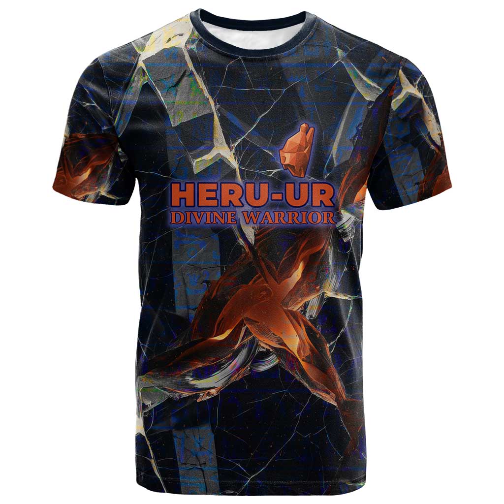 Heru-Ur T-Shirt Flaming Wings and Sword Ancient Egyptian Warrior Graphic Tee