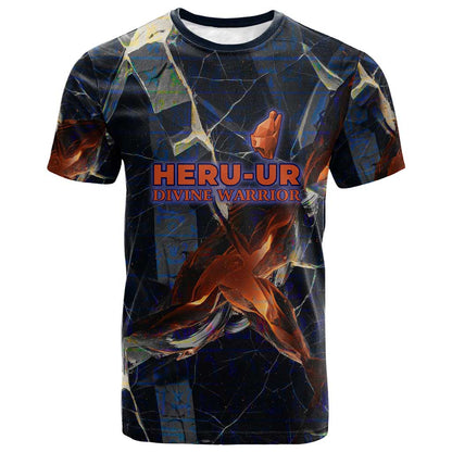Heru-Ur T-Shirt Flaming Wings and Sword Ancient Egyptian Warrior Graphic Tee