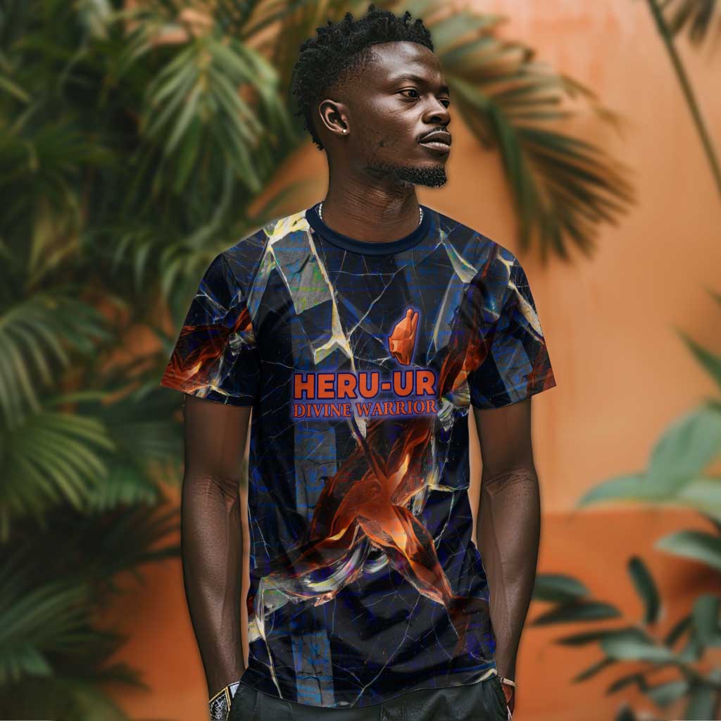 Heru-Ur T-Shirt Flaming Wings and Sword Ancient Egyptian Warrior Graphic Tee