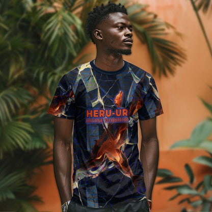 Heru-Ur T-Shirt Flaming Wings and Sword Ancient Egyptian Warrior Graphic Tee