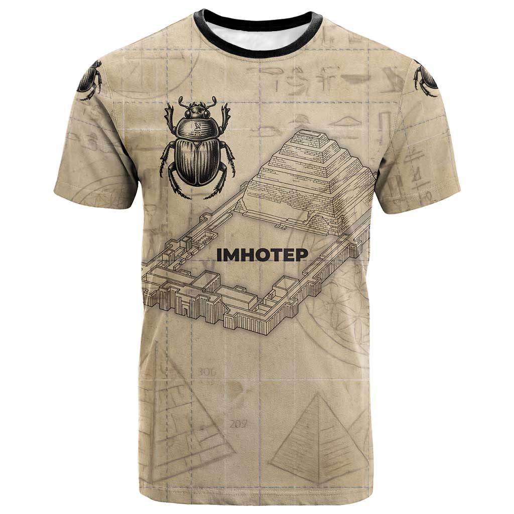 Imhotep T-Shirt Pyramid Blueprints Ancient Egyptian Architecture and Priest Graphic Tee