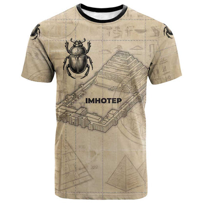 Imhotep T-Shirt Pyramid Blueprints Ancient Egyptian Architecture and Priest Graphic Tee
