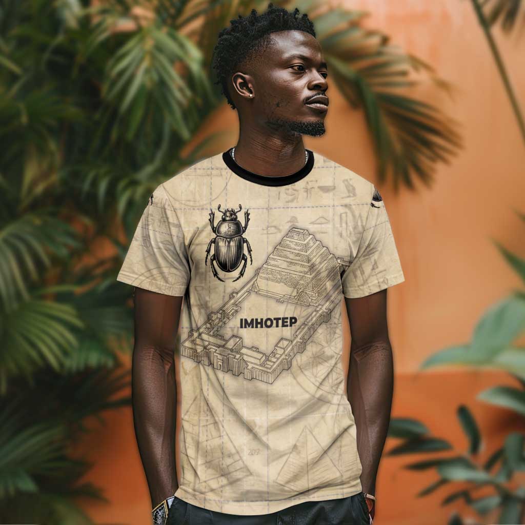 Imhotep T-Shirt Pyramid Blueprints Ancient Egyptian Architecture and Priest Graphic Tee