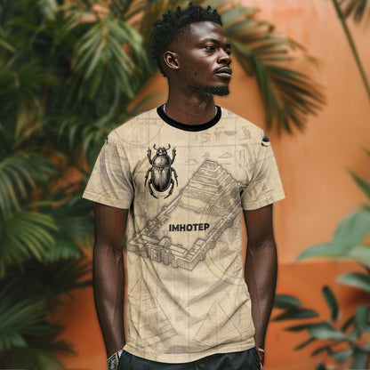 Imhotep T-Shirt Pyramid Blueprints Ancient Egyptian Architecture and Priest Graphic Tee