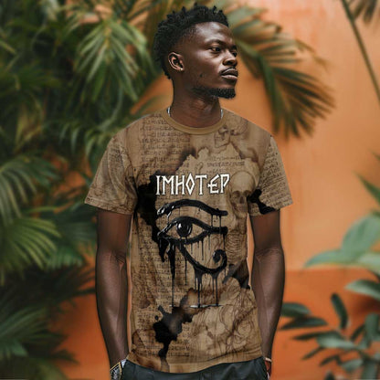Imhotep Eye of Horus T-Shirt Papyrus Scrolls Ancient Egyptian Medicine Graphic Tee