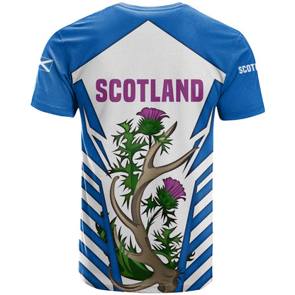 Scotland Thistle and Saltire T-Shirt with Blue and White National Design Graphic Tee