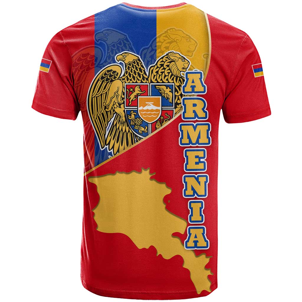 Armenia Flag T-Shirt with National Coat of Arms and Map Design Graphic Tee