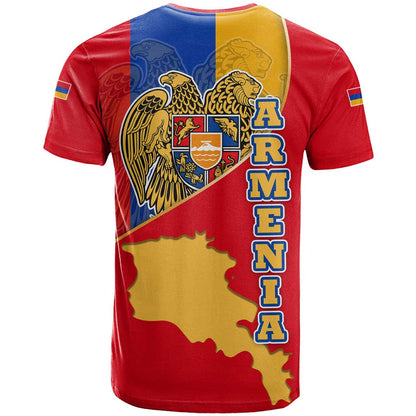 Armenia Flag T-Shirt with National Coat of Arms and Map Design Graphic Tee