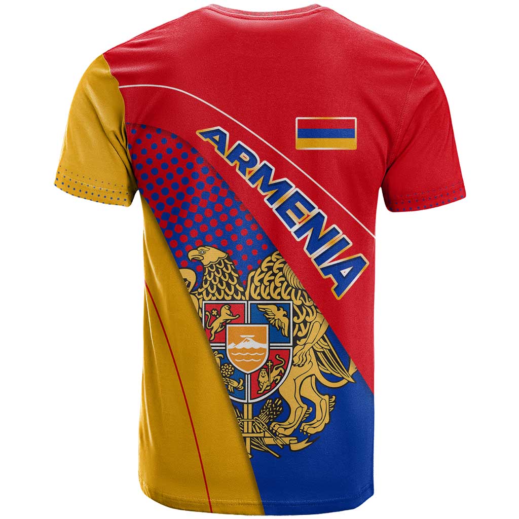 Armenia Flag Colors T-Shirt with National Emblem and Map Design Graphic Tee