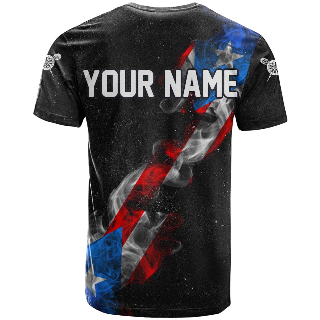 American Flag Smoke Trail T-Shirt with Dartboard and Crossed Darts Graphic Design Graphic Tee