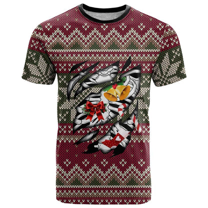 Skeleton Candy Cane Christmas T-Shirt Xmas Holiday Patterns Graphic Tee