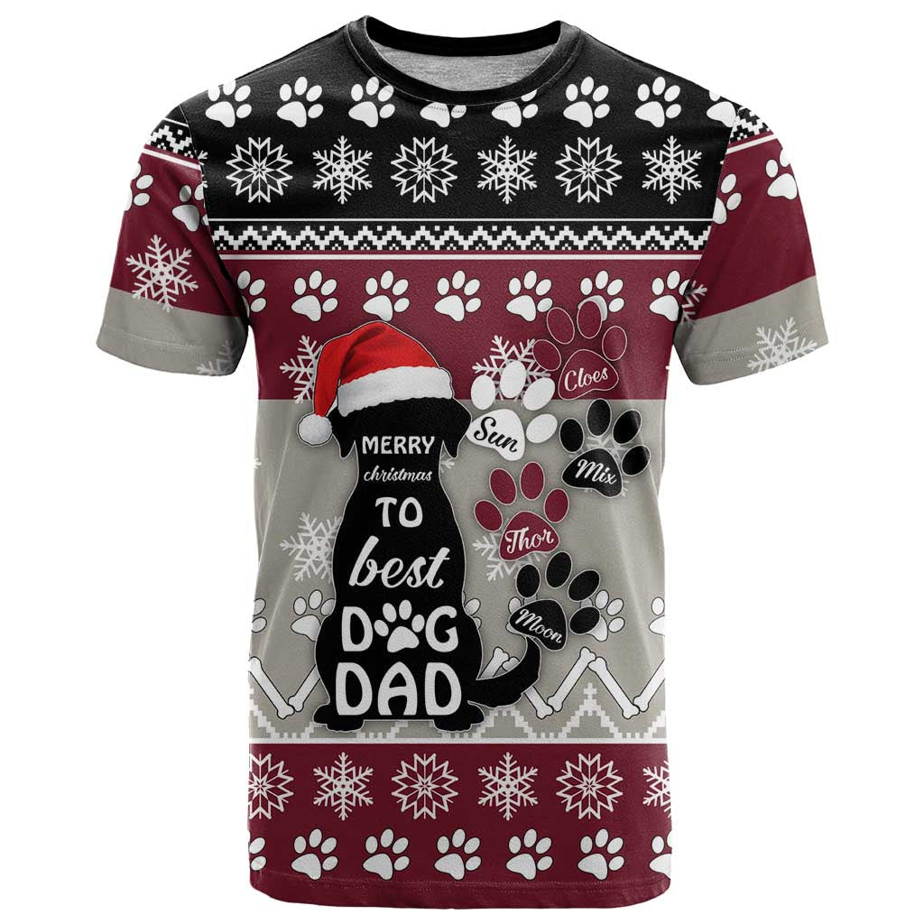 To Best Dog Dad Christmas Design T-Shirt Xmas Holiday Patterns Graphic Tee