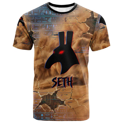 Seth Serpent T-Shirt Sandstorm Egyptian Chaos God in Ancient Desert Tones Graphic Tee