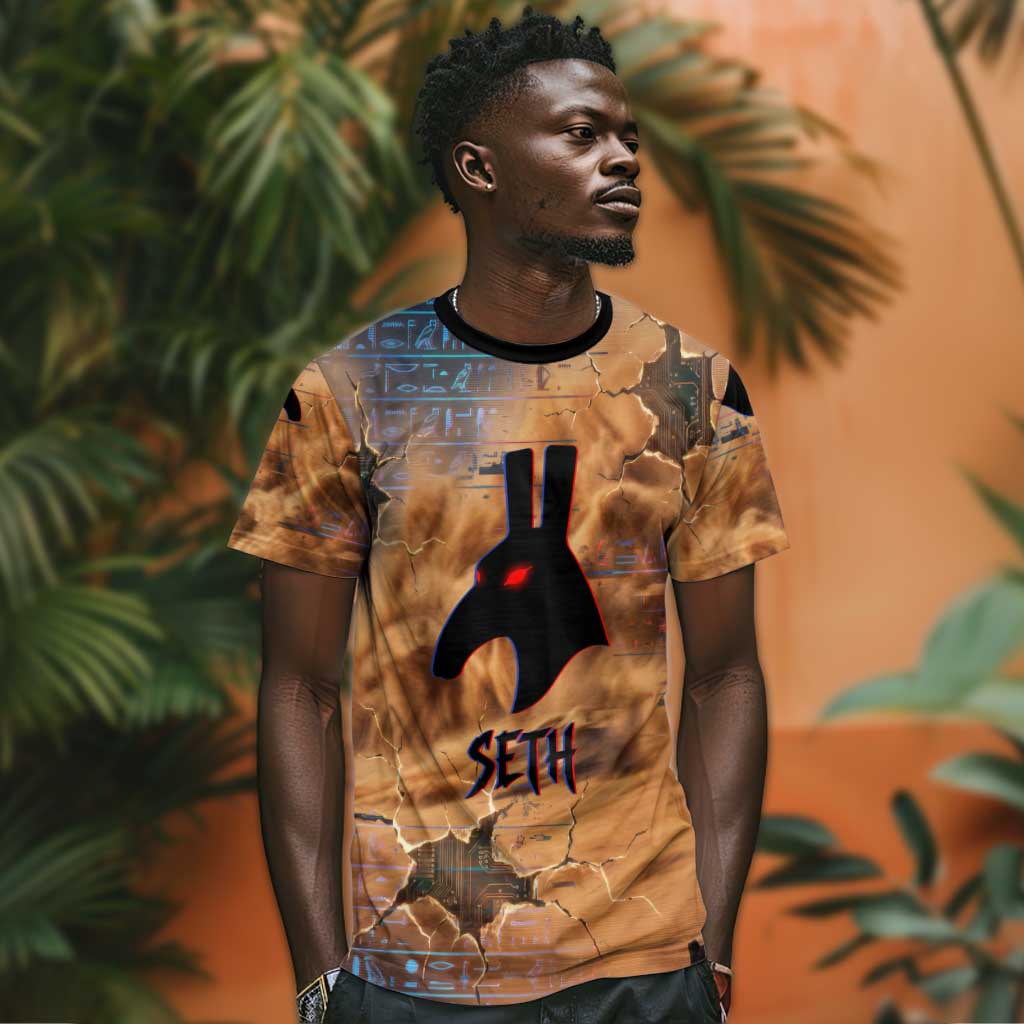 Seth Serpent T-Shirt Sandstorm Egyptian Chaos God in Ancient Desert Tones Graphic Tee