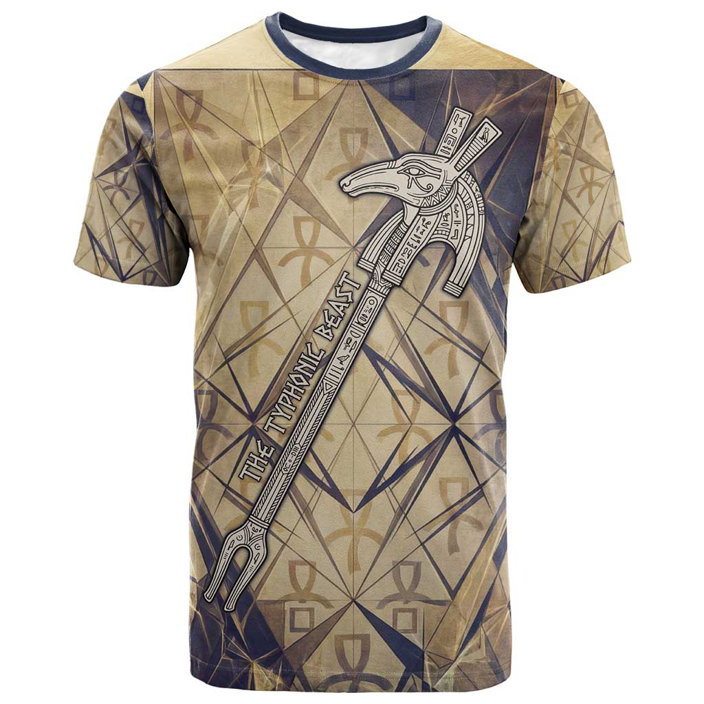 Suty T-Shirt with Typhonic Beast Staff Ancient Egypt Symbolism Graphic Tee