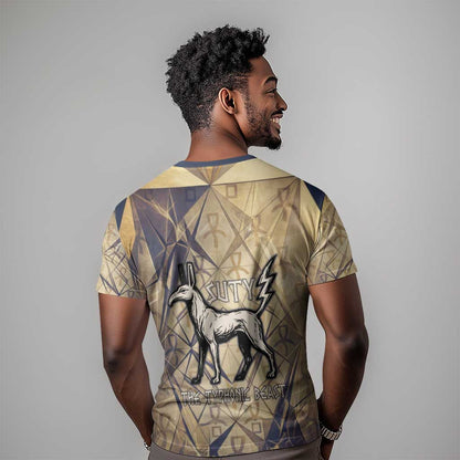 Suty T-Shirt with Typhonic Beast Staff Ancient Egypt Symbolism Graphic Tee