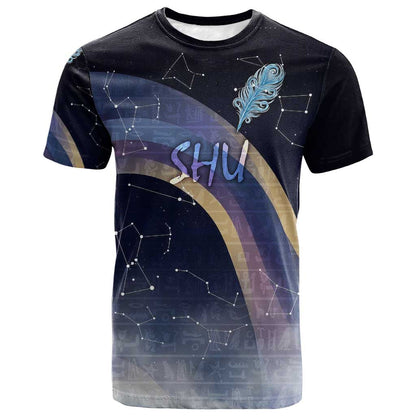 Shu Celestial Constellations T-Shirt Rainbow Ancient Egyptian Sky Deity Theme Graphic Tee